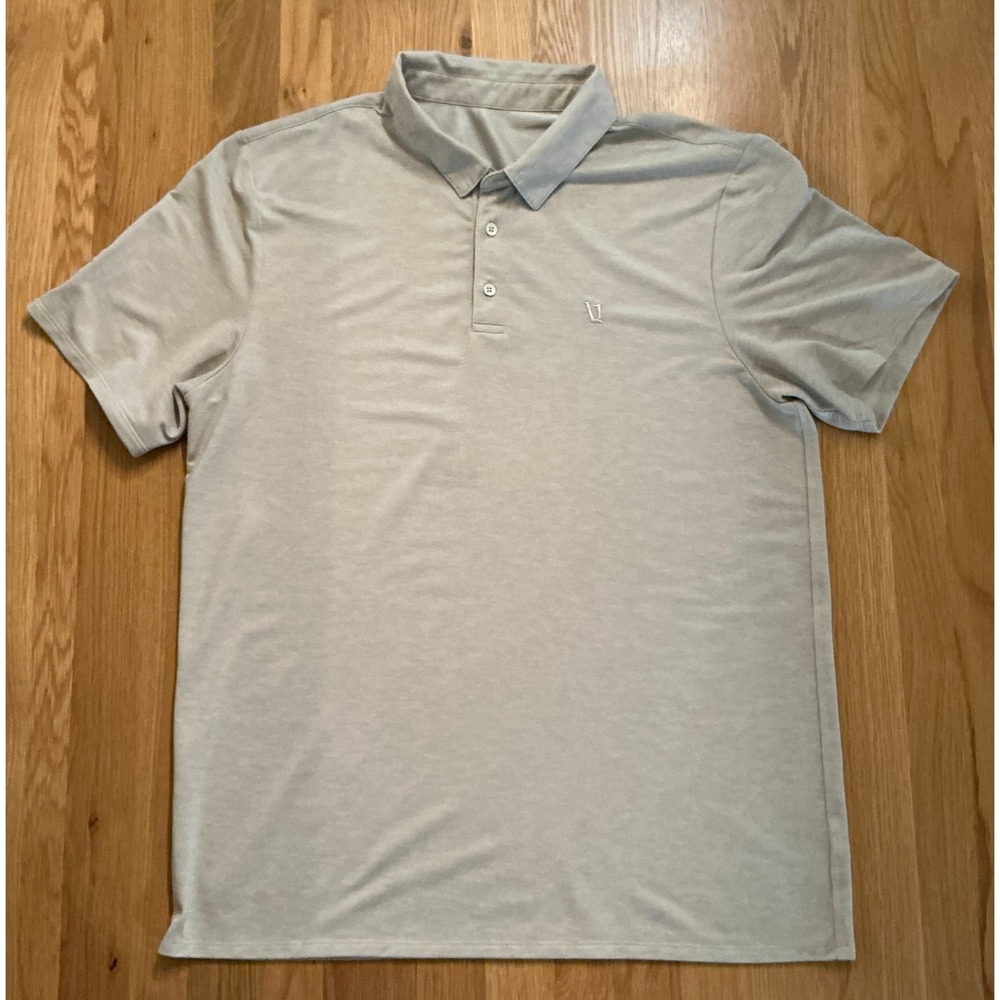 Vuori Beige Polo Shirt Athletic Stretch Short Sleeve ~Large